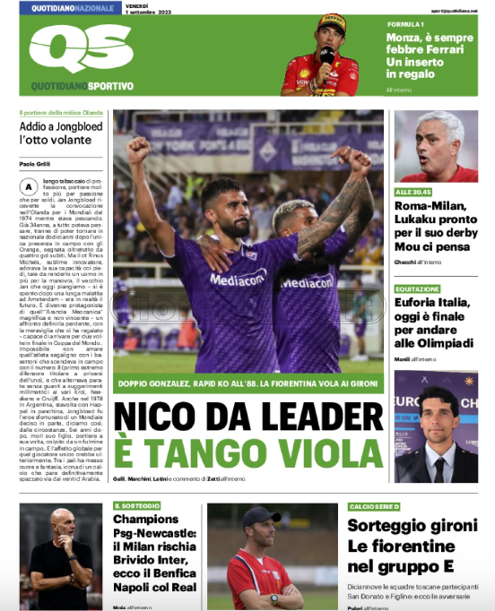 Quotidiani: le prime pagine di Qs, Gazzetta, CorSport, Stadio e Tuttosport