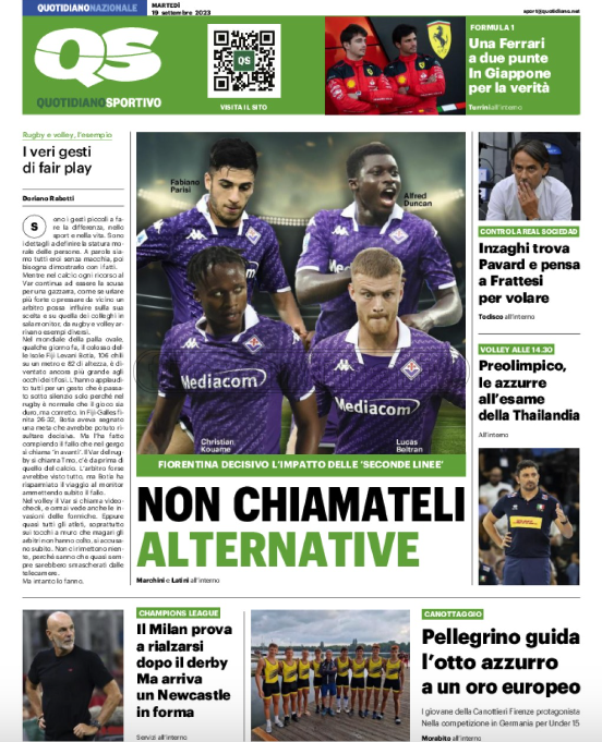 Quotidiani: la prima pagina di Qs, Stadio, Gazzetta, Corriere dello Sport, Tuttosport
