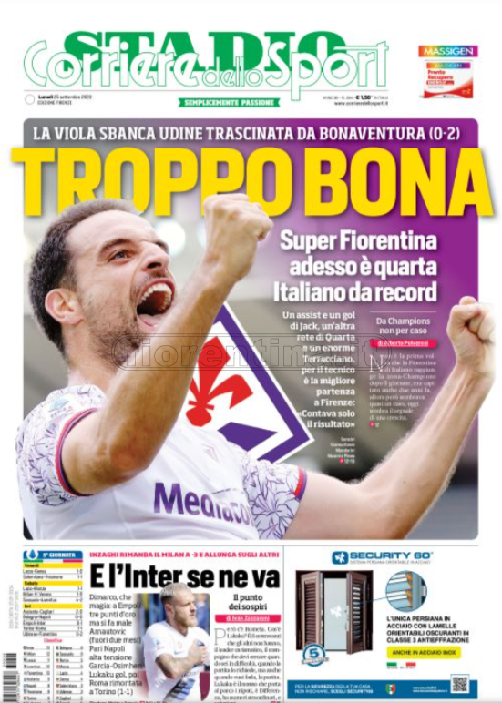 Quotidiani: la prima pagina di Qs, Stadio, Gazzetta, Corriere dello Sport, Tuttosport