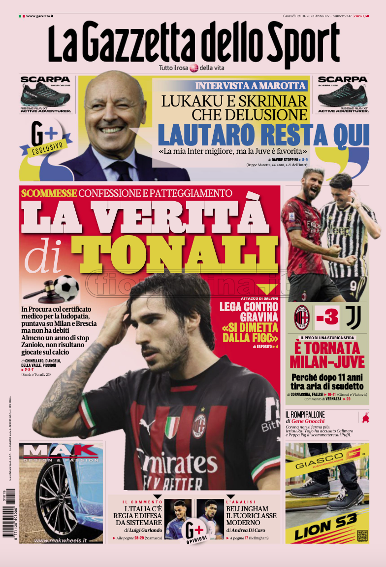 Quotidiani: la prima pagina di Qs, Stadio, Gazzetta, Corriere dello Sport, Tuttosport
