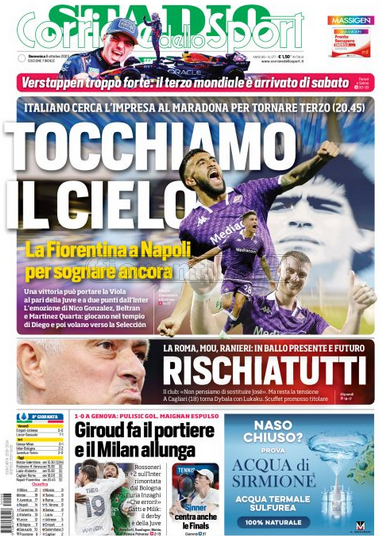 Quotidiani: la prima pagina di Qs, Stadio, Gazzetta, Corriere dello Sport, Tuttosport