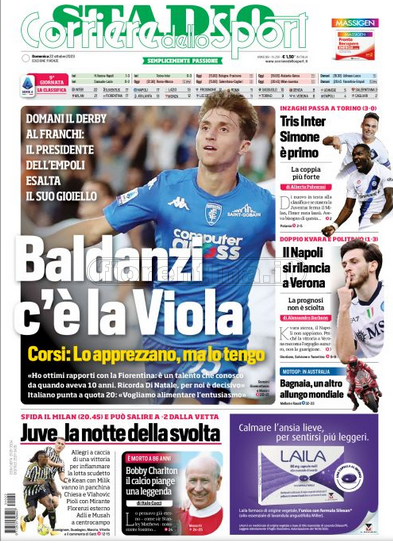 Quotidiani: la prima pagina di Qs, Stadio, Gazzetta, Corriere dello Sport, Tuttosport