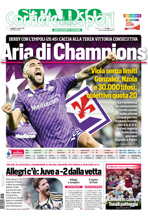 Quotidiani: la prima pagina di Qs, Stadio, Gazzetta, Corriere dello Sport, Tuttosport