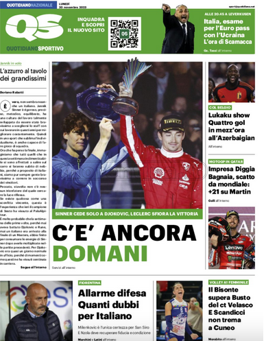 Quotidiani: la prima pagina di Qs, Stadio, Gazzetta, Corriere dello Sport, Tuttosport