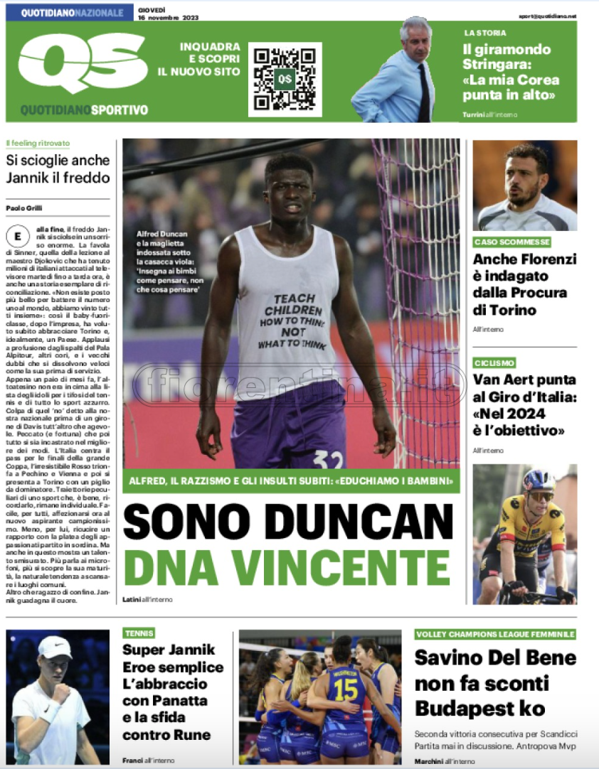 Quotidiani: la prima pagina di Qs, Stadio, Gazzetta, Corriere dello Sport, Tuttosport