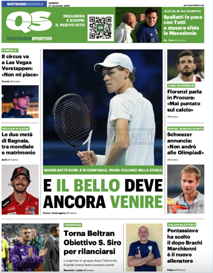 Quotidiani: la prima pagina di Qs, Stadio, Gazzetta, Corriere dello Sport, Tuttosport