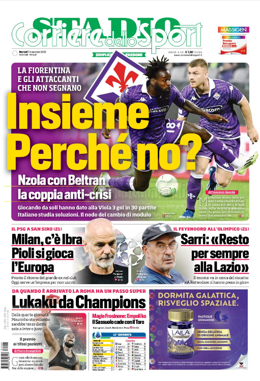 Quotidiani: le prime pagine di Qs, Gazzetta, CorSport, Stadio e Tuttosport