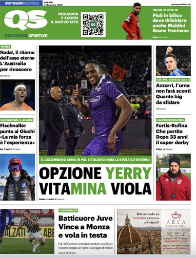Quotidiani: la prima pagina di Qs, Stadio, Gazzetta, Corriere dello Sport, Tuttosport