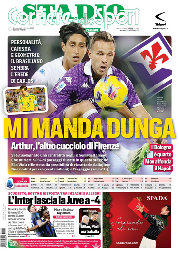 Quotidiani: la prima pagina di Qs, Stadio, Gazzetta, Corriere dello Sport, Tuttosport