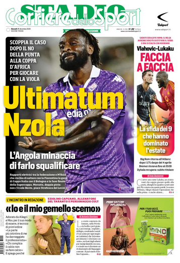 Quotidiani: la prima pagina di Qs, Stadio, Gazzetta, Corriere dello Sport, Tuttosport