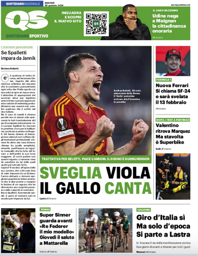 Quotidiani: la prima pagina di Qs, Stadio, Gazzetta, Corriere dello Sport, Tuttosport