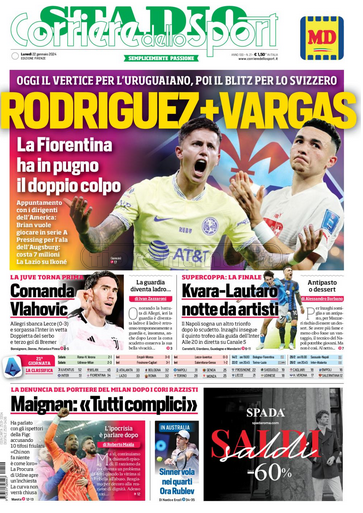 Quotidiani: la prima pagina di Qs, Stadio, Gazzetta, Corriere dello Sport, Tuttosport