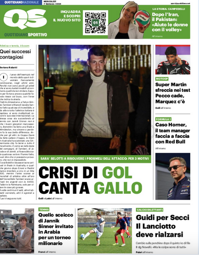 Quotidiani: la prima pagina di Qs, Stadio, Gazzetta, Corriere dello Sport, Tuttosport
