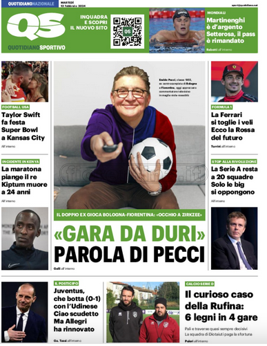 Quotidiani: la prima pagina di Qs, Stadio, Gazzetta, Corriere dello Sport, Tuttosport