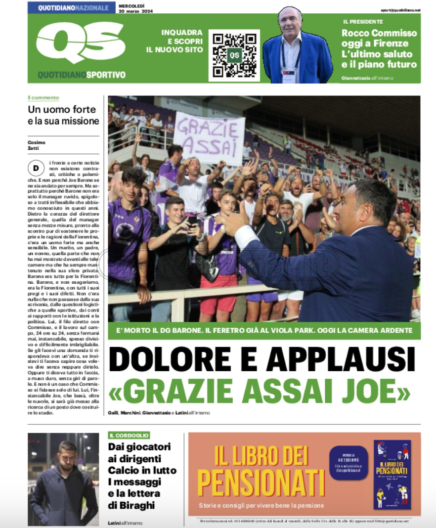 Quotidiani: la prima pagina di Qs, Stadio, Gazzetta, Corriere dello Sport, Tuttosport