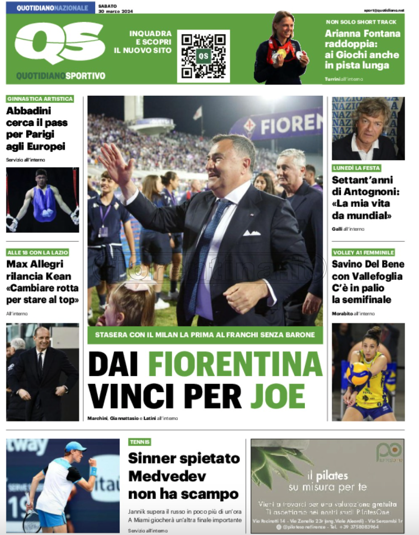 Quotidiani: la prima pagina di Qs, Stadio, Gazzetta, Corriere dello Sport, Tuttosport