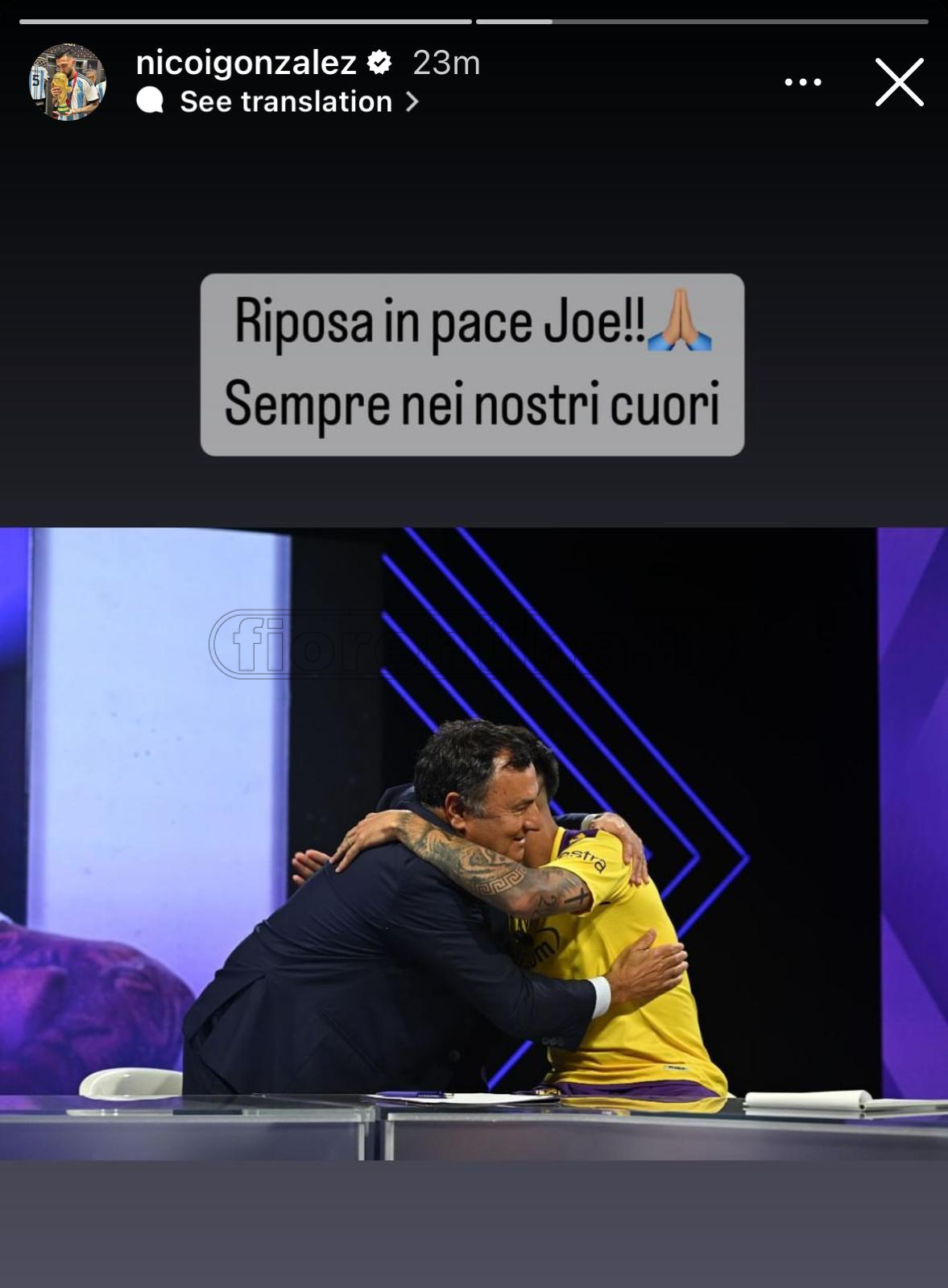 Barone, Nico: “Riposa in pace Joe. Sempre nei nostri cuori”
