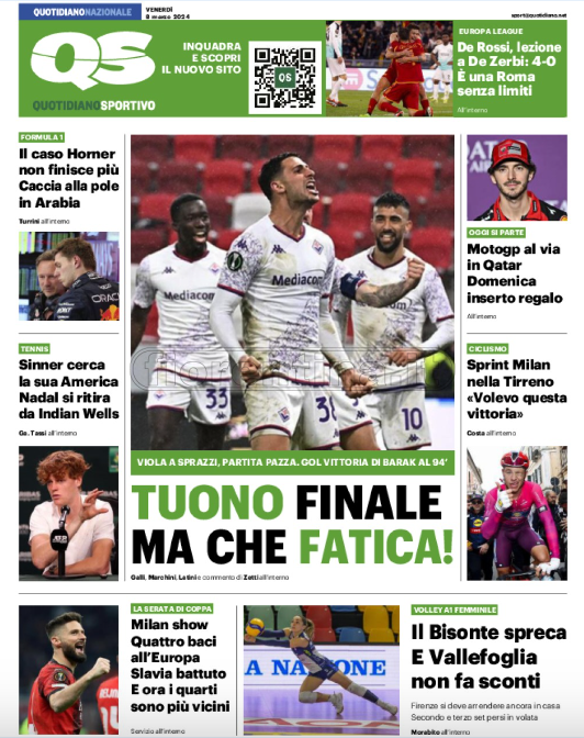 Quotidiani: le prime pagine di Qs, Gazzetta, CorSport, Stadio e Tuttosport