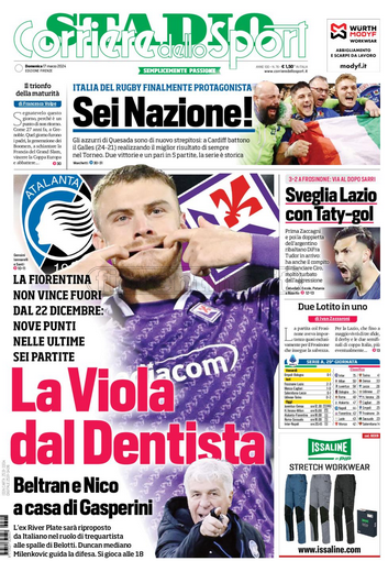 Quotidiani: la prima pagina di Qs, Stadio, Gazzetta, Corriere dello Sport, Tuttosport