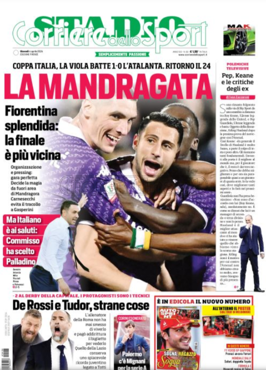 Quotidiani: le prime pagine di Qs, Gazzetta, CorSport, Stadio e Tuttosport